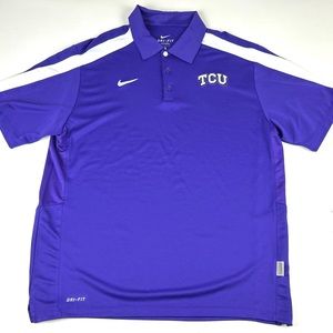 Nike TCU Texas Christian University Polo Shirt Mens Large Purple Golf Dri-Fit